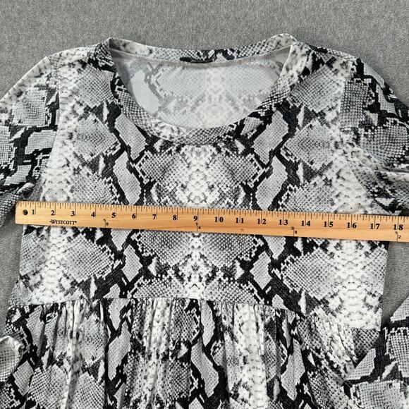 Jodifl Snake Print Mini Dress Women's Small Gray Long Sleeve Round Neck - Picture 7 of 8